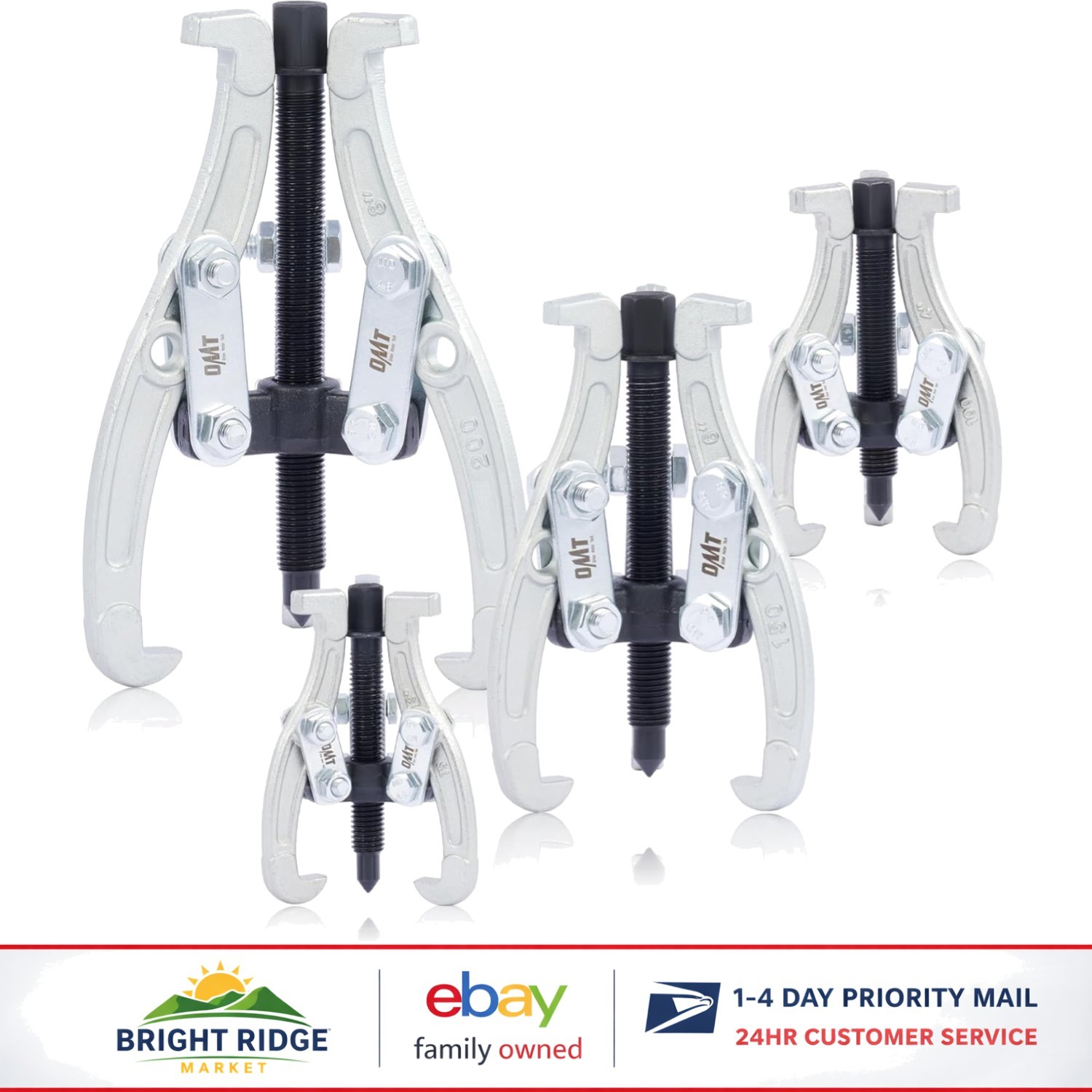 Universal Gear Puller Kit with 3, 4, 6, 8 Inch Sizes for Easy Component Removal