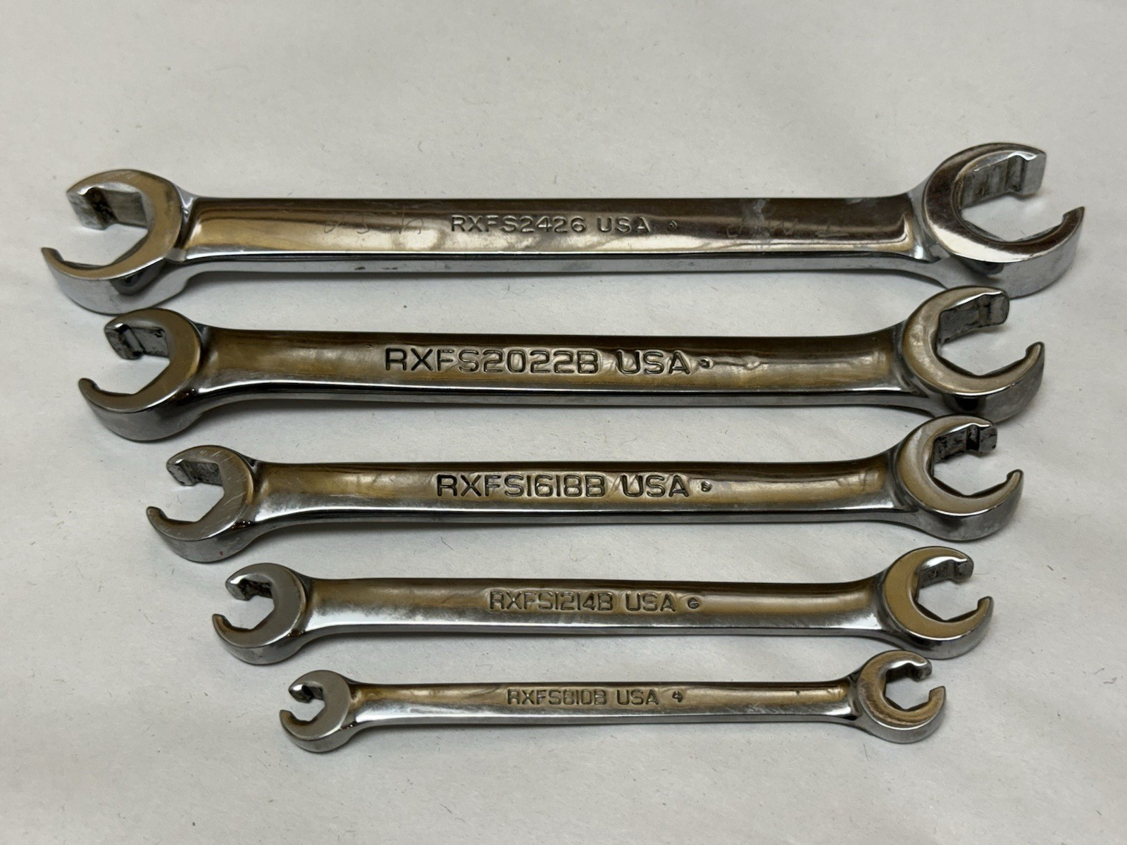 USA Snap-On 5 pc Double Flare Nut Line Wrench Set SAE 1/4 to 13/16″ RXFS605