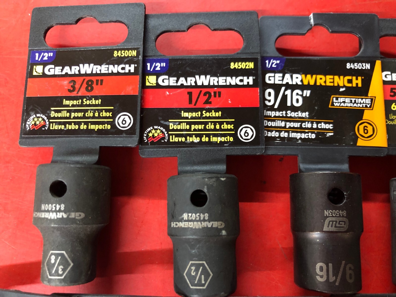 LOT OF 10 GEARWRENCH SAE SHALLOW IMPACT SOCKETS SET 1/2″ DRIVE 3/8″ UP TO 1-1/4″