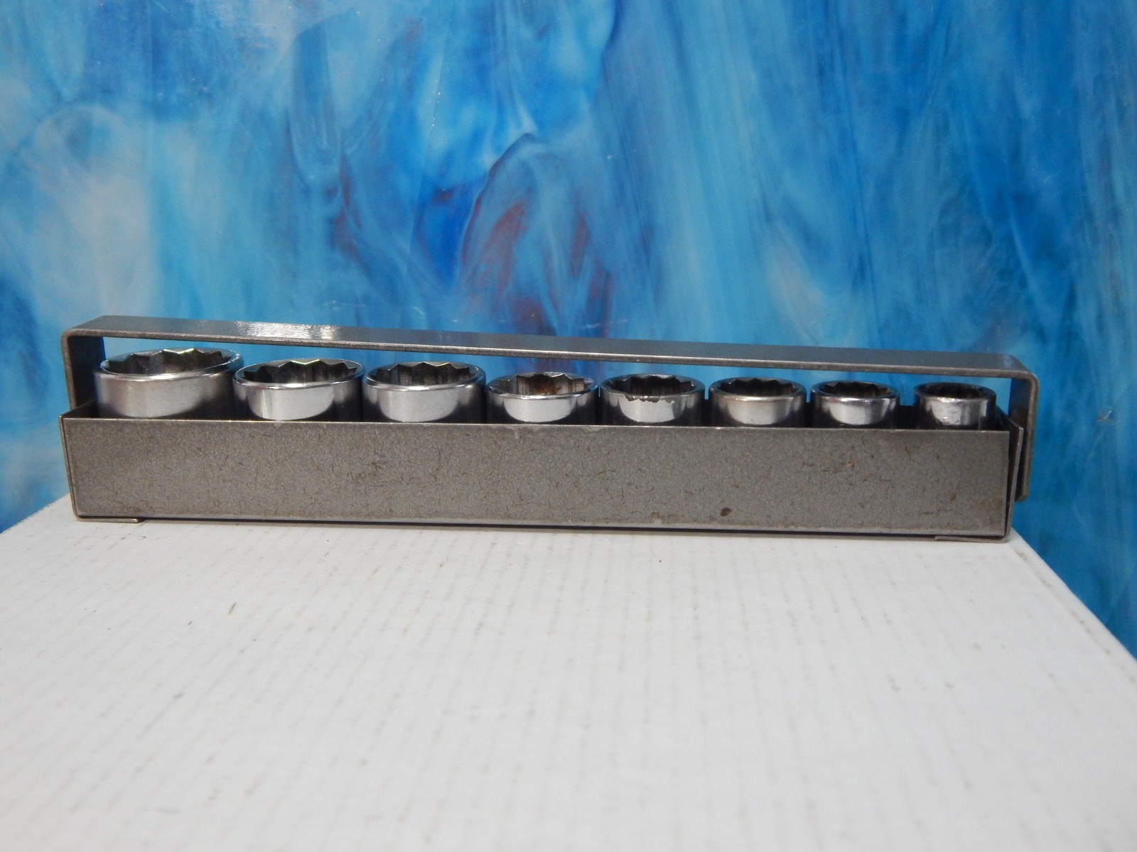 Vtg Craftsman V Series 3/8” Dr 12pt Socket Set 8 Pc 3/8”-13/16″ Metal Carry Tray
