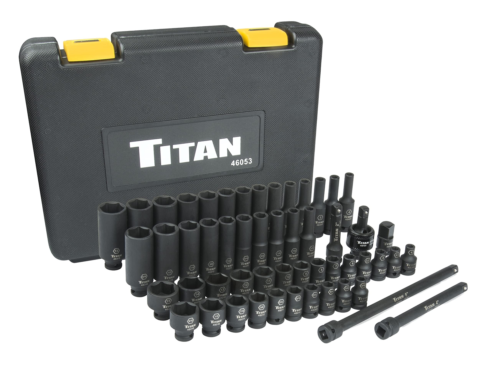 Titan Tools 53 pc. 1/4 in. Drive SAE and Combination Impact Socket Set (46053)
