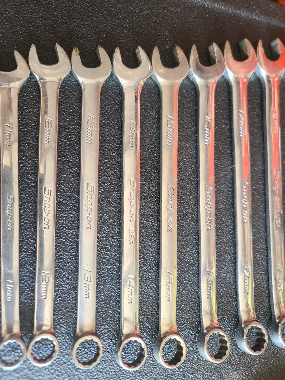 SNAP-ON 10PC METRIC 12PT FLANK DRIVE SHORT COMBINATION WRENCH SET 10-19MM