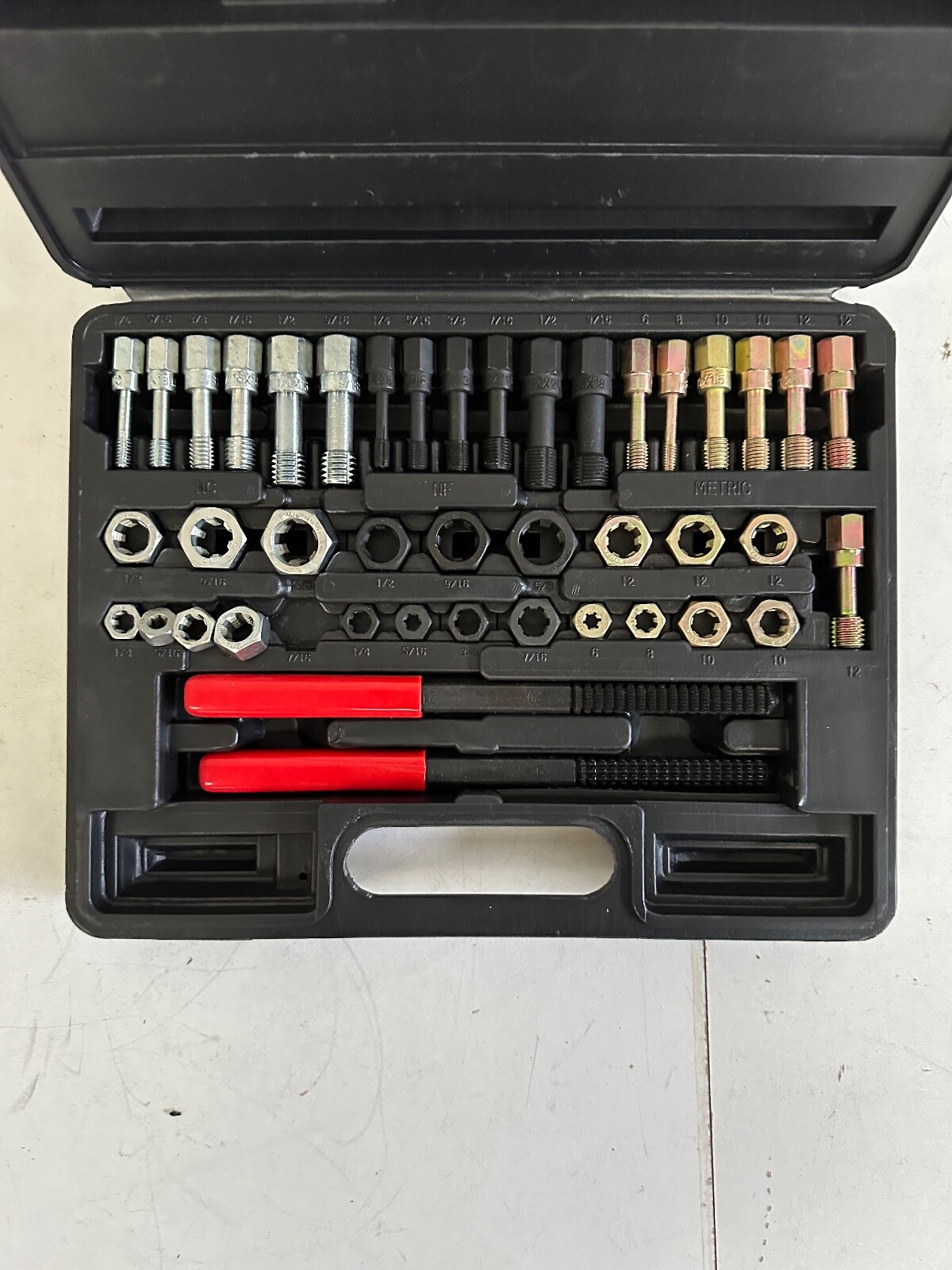 42pc Metric + Imperial UNF UNC Rethread Tap + Die Kit M6 – M14 1/4in – 5/16in