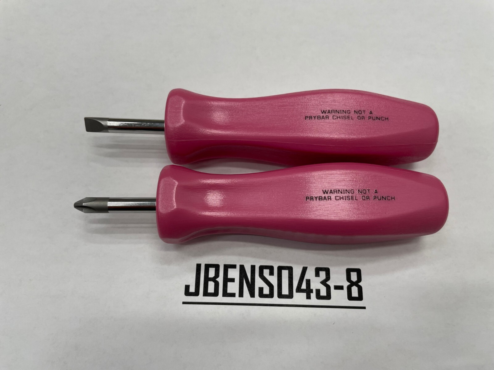 Snap-on Tools RARE PEARL PINK 2pc Hard Standard Handle Stubby Screwdriver Set