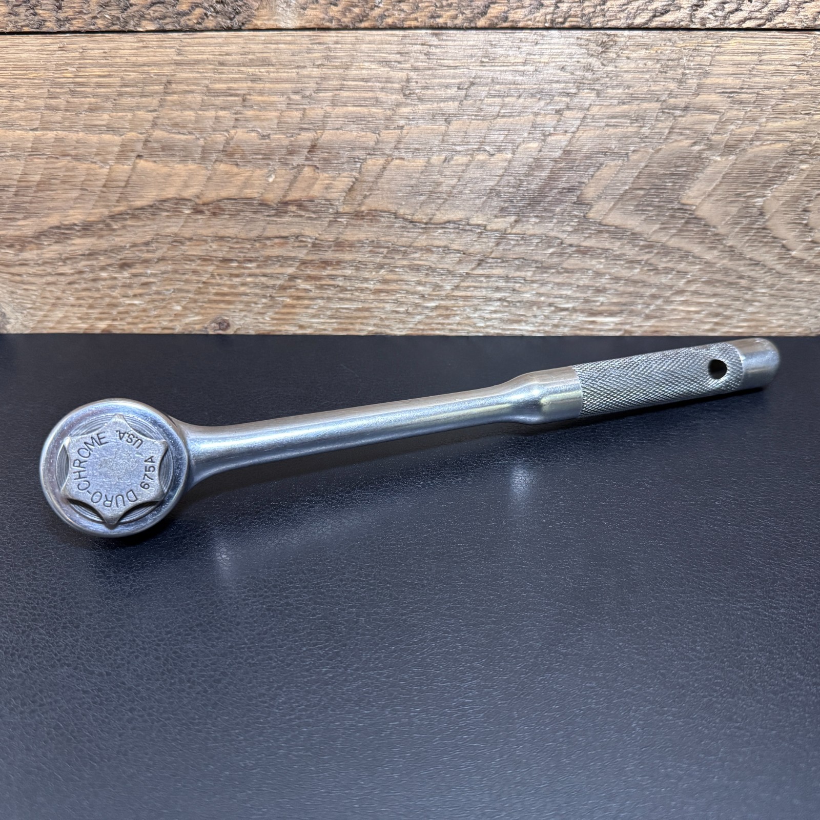 DURO-CHROME 675A 1/2 Drive Ratchet Reversible w/ Knurled Handle 10″ Vintage USA