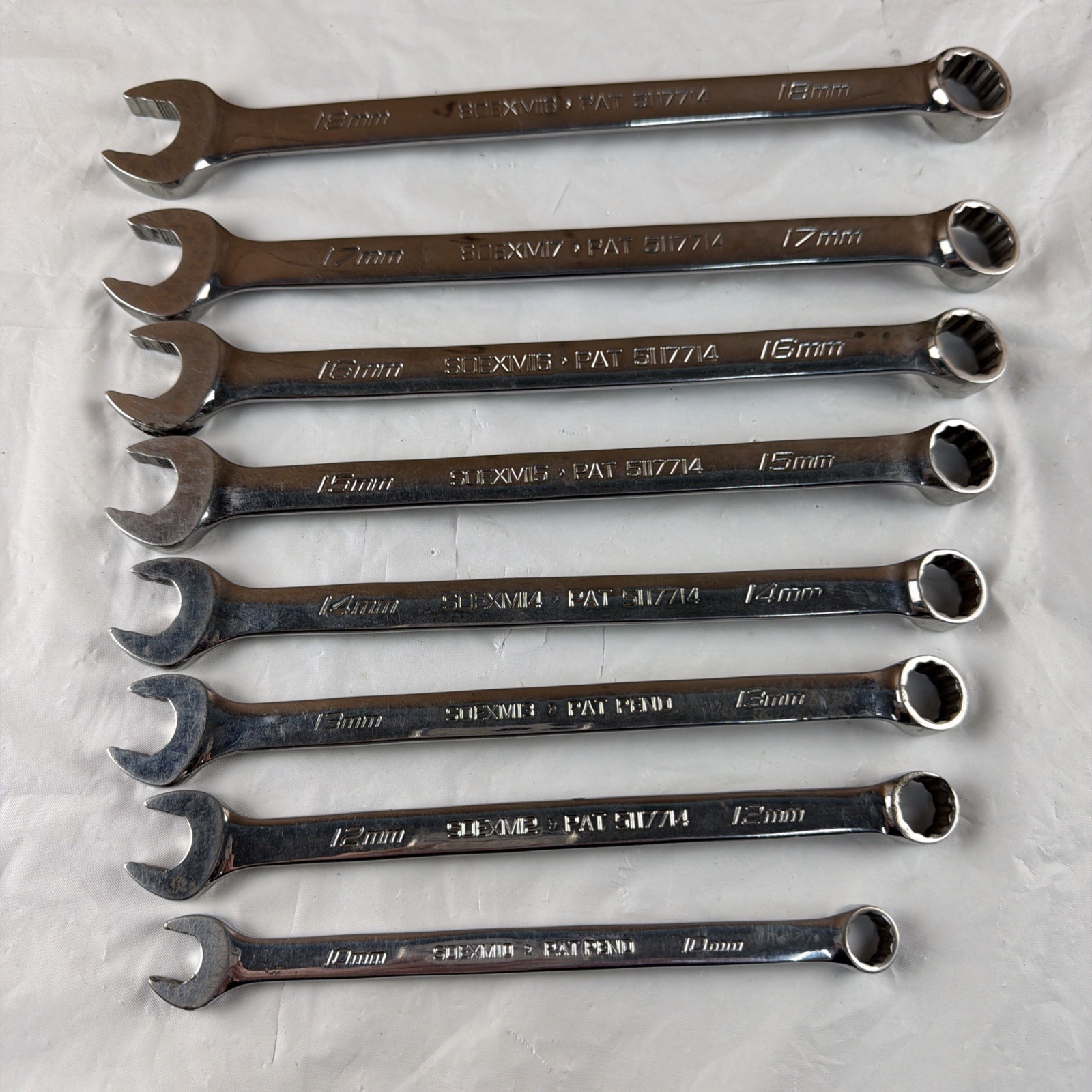 Snap-on 8pc Flank Drive Plus Combination Wrench Set 12pt 10-18mm SOEXM