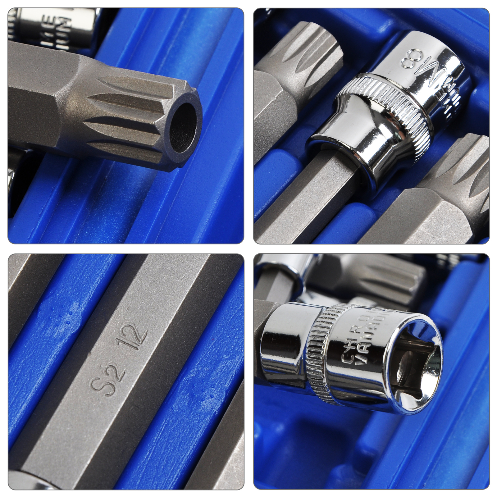 XZN Triple Square Long Spline Socket Bit Set 1/4″ 3/8″ 1/2″ Tamper Proof 10pc