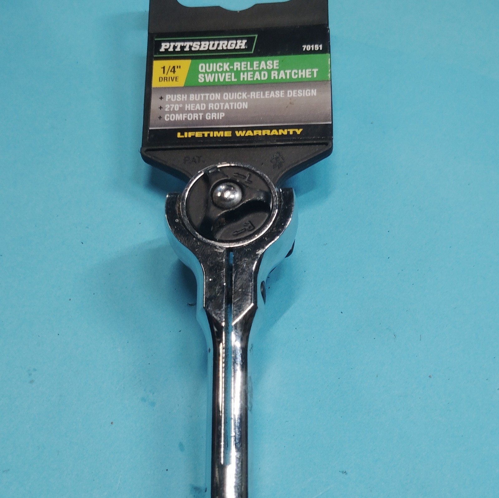 Pittsburgh 1/4″ Drive Flex Head 72 Tooth Green Low Profile Ratchet Comfort Grip