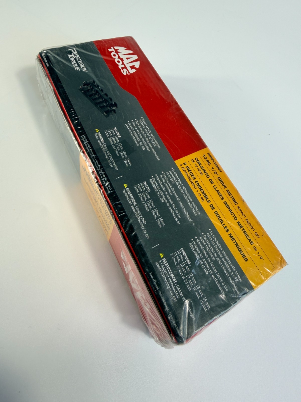 Mac Tools SVPM136BRPT 13-piece 1/2″ drive metric spherical impact socket set