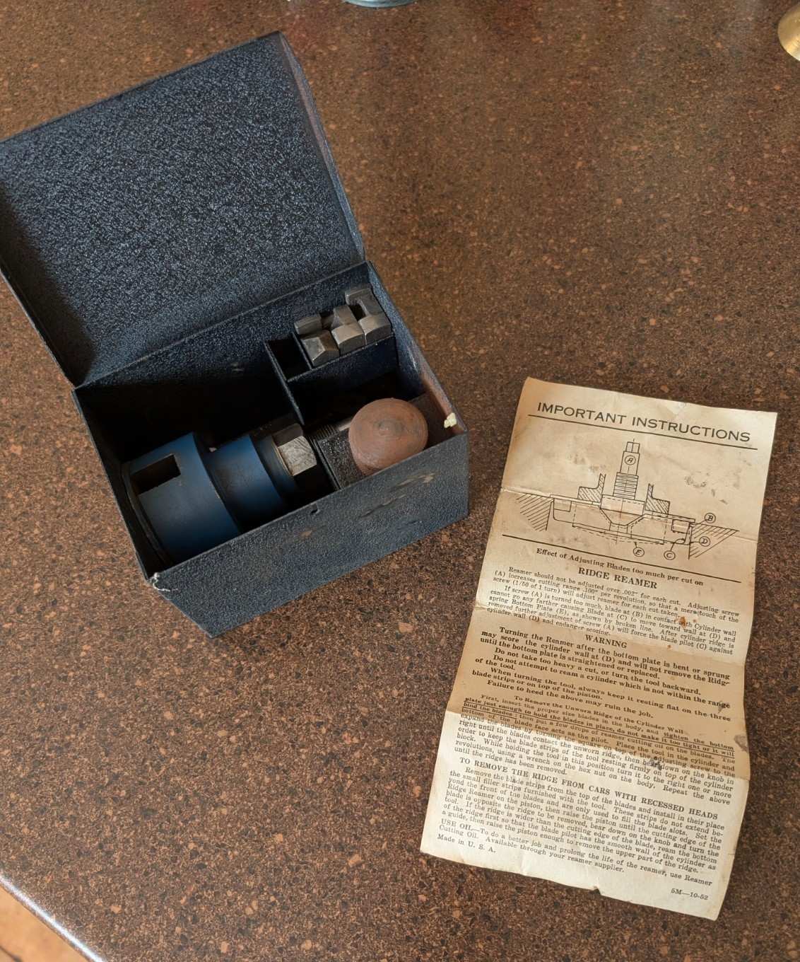 Vintage Cylinder Ridge Reamer With Original Tin Box