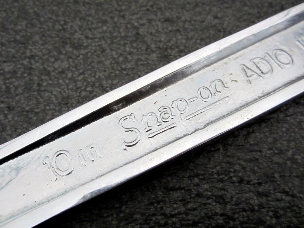 Vintage Snap-on 10″ Adjustable Wrench AD10 Chrome Underline USA