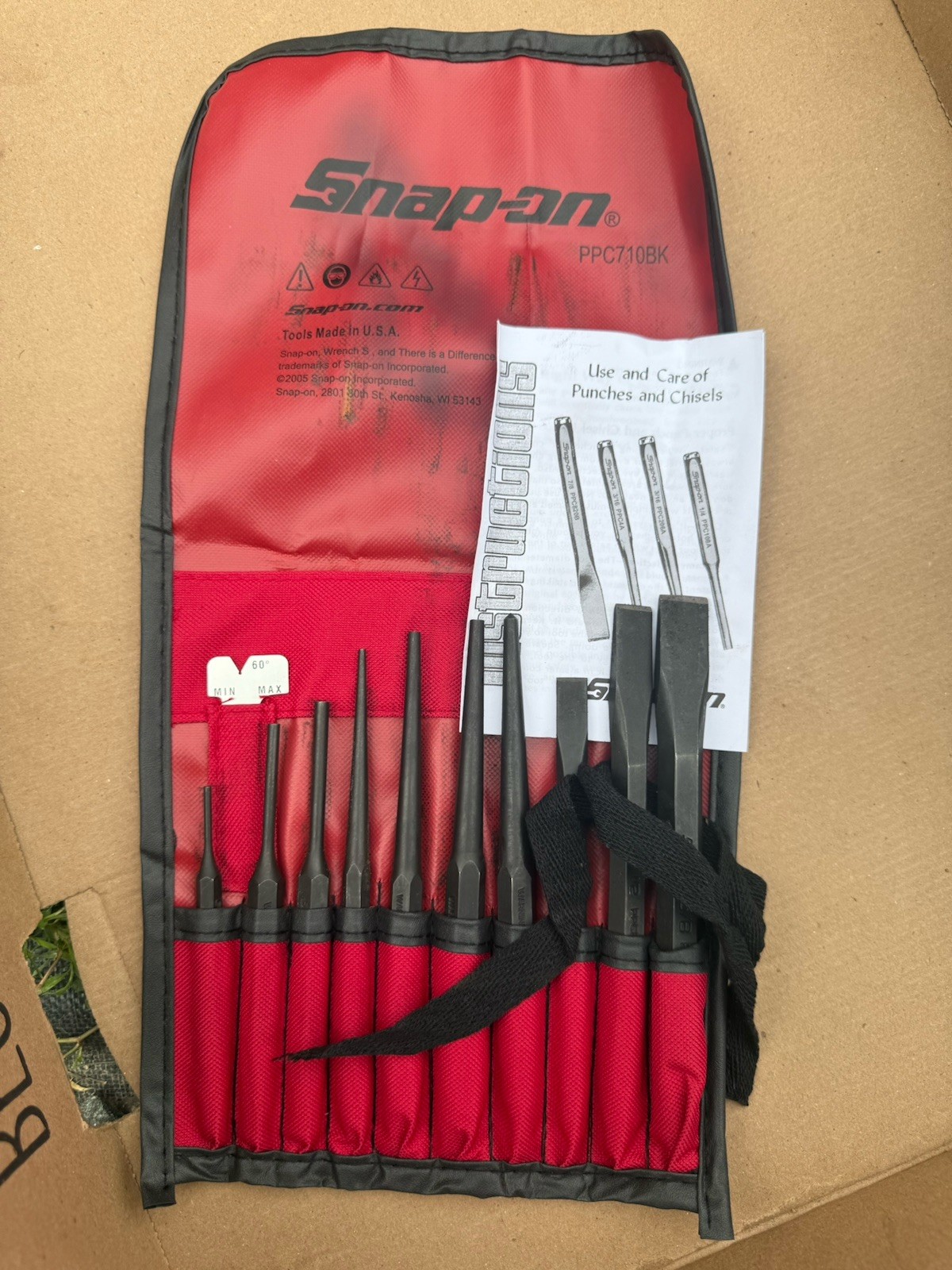 BRAND NEW Snap On NEW 11 pc Punch and Chisel Set PPC710BK