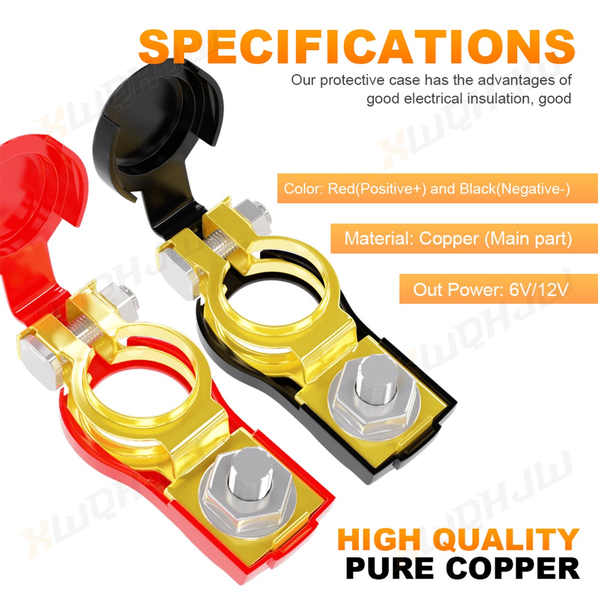 1pair Universal Negative Positive Auto Battery Cable Terminal Top Post For Cars