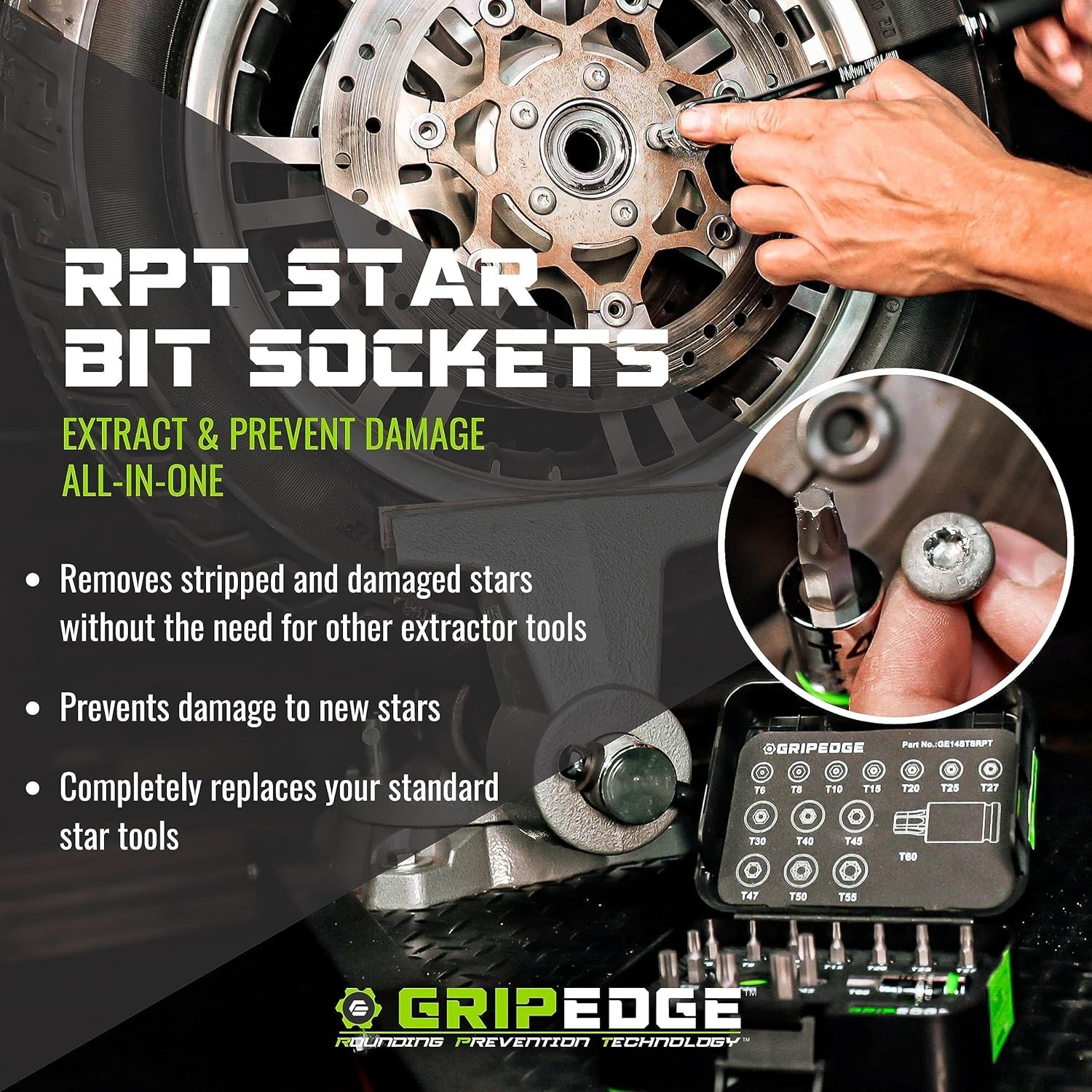 GRIPEDGE Tools | 9PC RPT Star Driver Set | Sizes T6 – T40 | 1/4» One Size