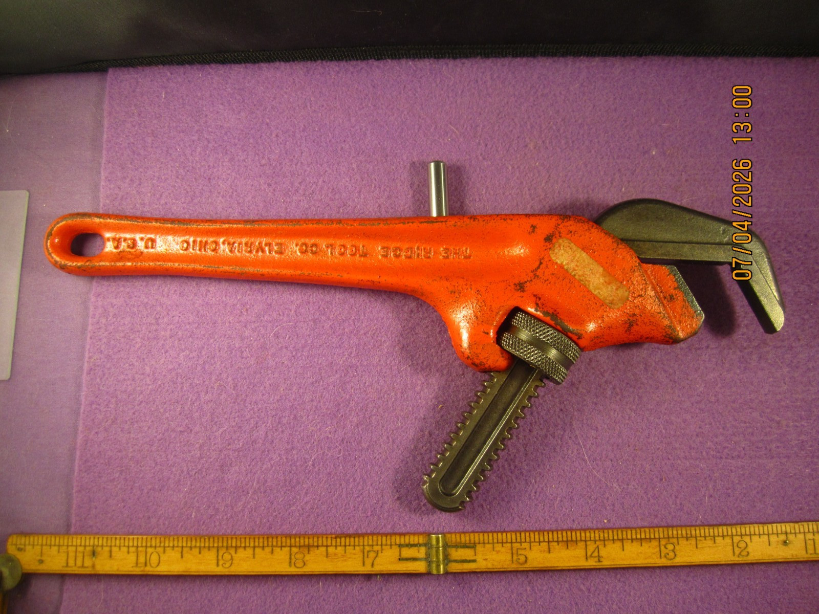 Ridgid Model E-110 Offset Hex Smooth Jaw Pipe Wrench, 10 3/4 Long 2 1/2 Jaw USA