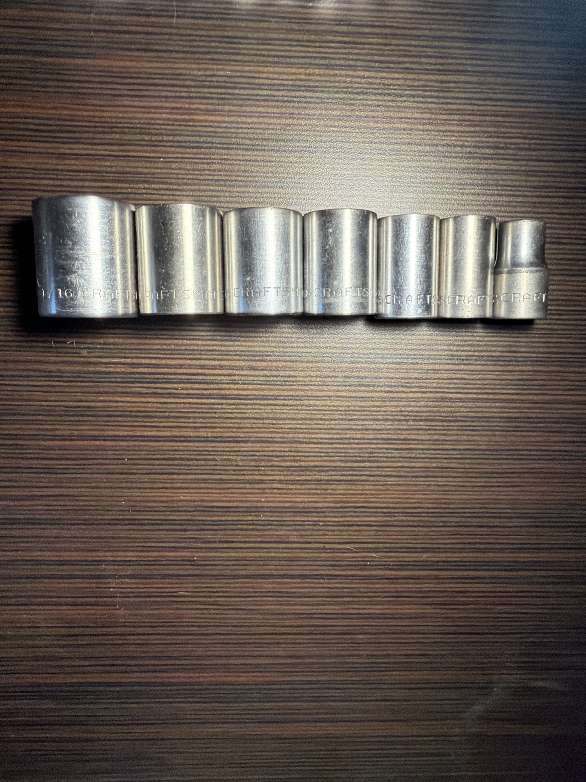 Vintage Craftsman 1/2” 12 Point SAE 7-Piece Socket Set, 1/2 – 1-1/16 =V= Series