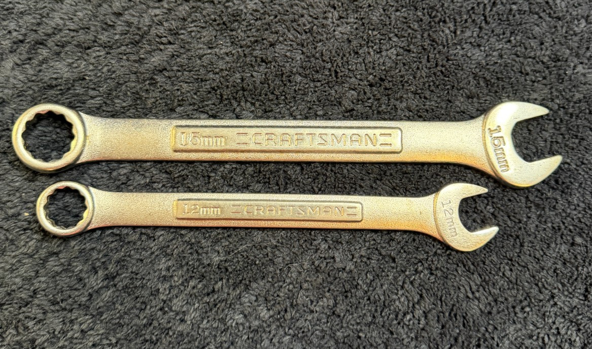 2 – Craftsman VA Metric Combination Wrenches 15mm 12mm see pictures