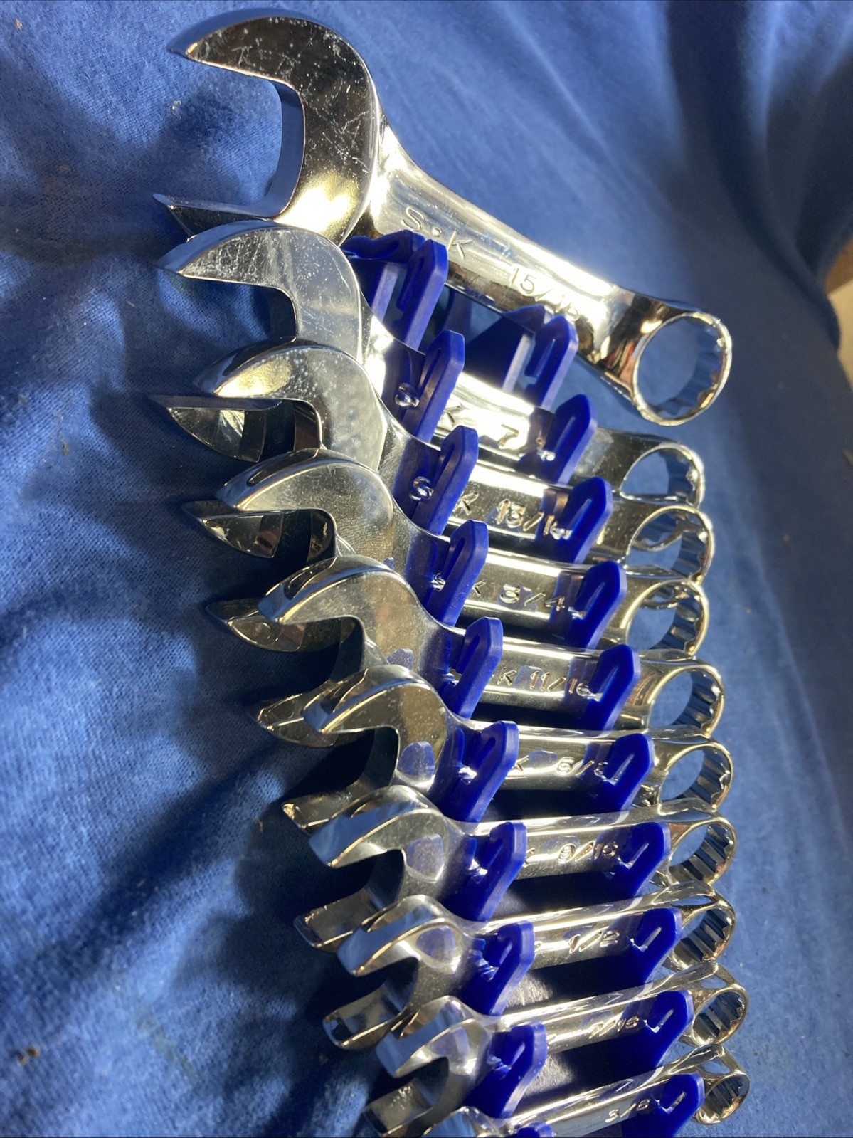 S & K 10 Pc Stubby Combo Wrench Set, 3/8″-15 /16″, 12Pt Offset, 88030
