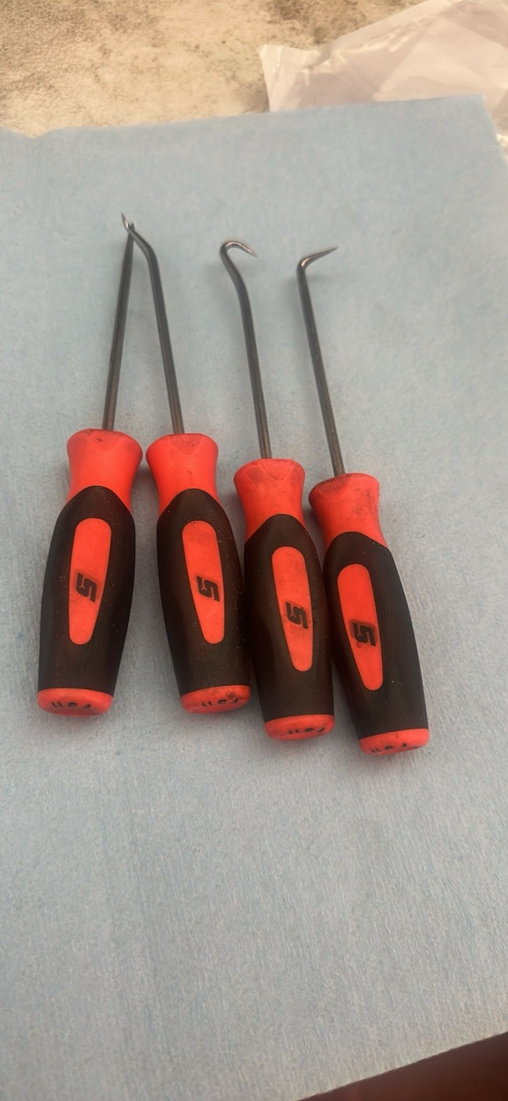 #bf005 Snap-On Tools SGASA204C 4 Piece Orange Mini Soft Grip Awl Hook Pick Set