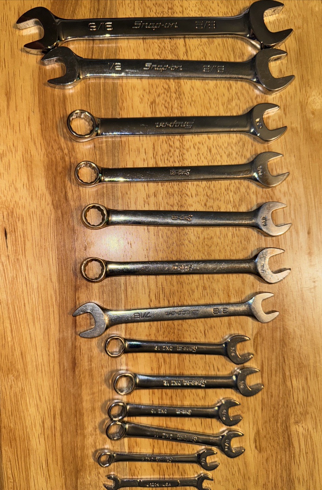 Snap-On Combination Wrench Lot USA Chrome Professional Mechanic Tool