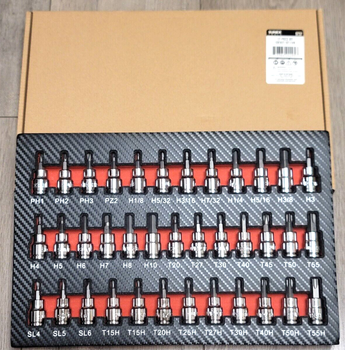 Sunex 37pc Master Bit Socket Set SAE & Metric Hex, Torx, etc w/Foam Tray #9737