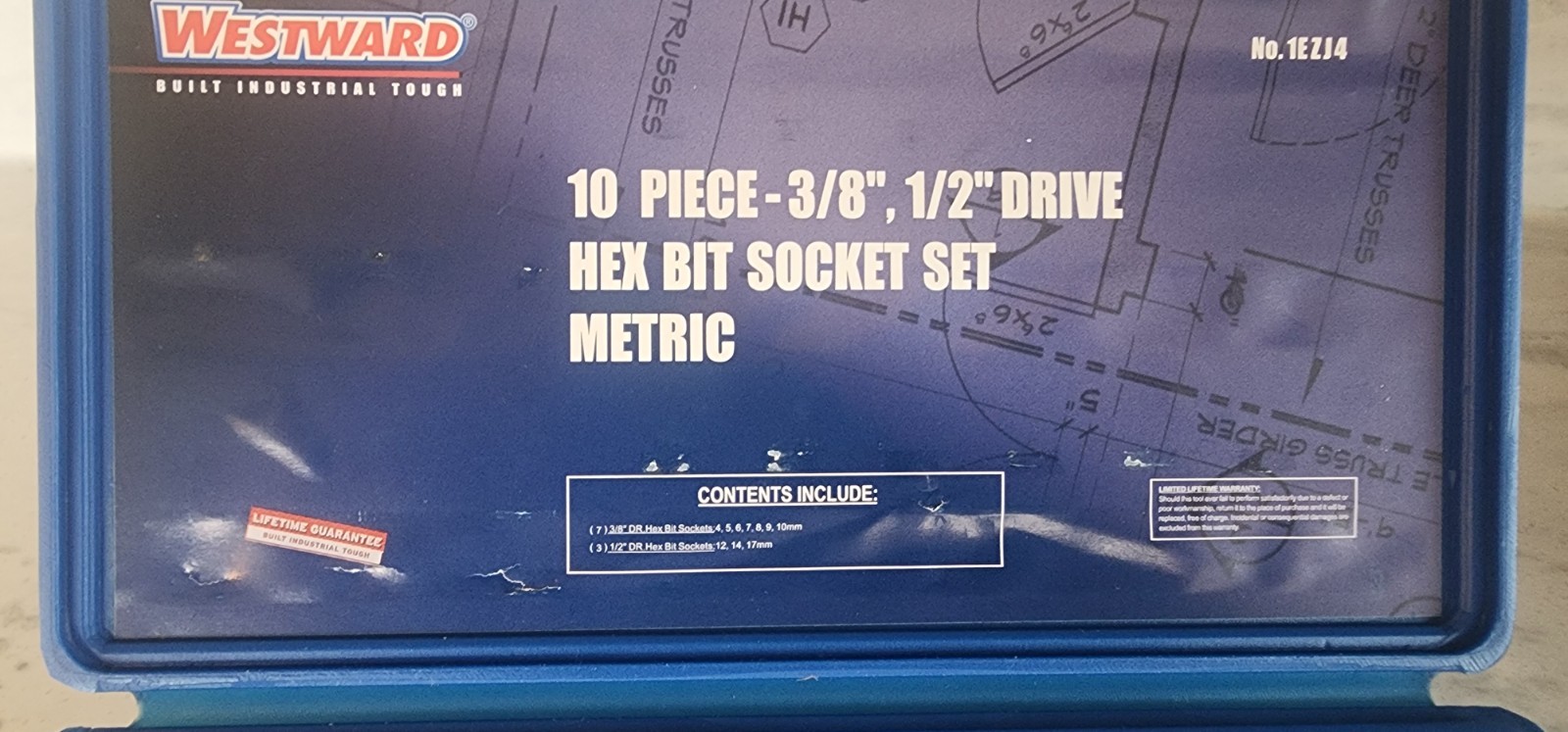 Westward 10 Piece 3/8, 1/2 Drive Hex Bit Socket Set Metric