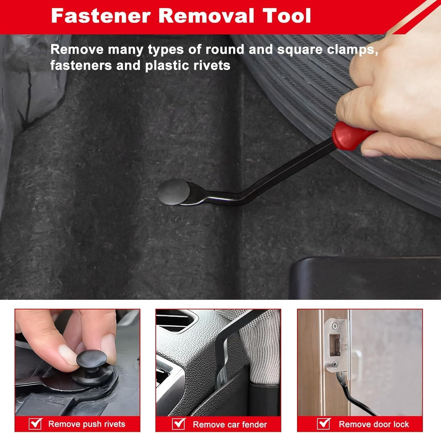 3-Piece Manganese Steel Clip Remover Tool Set for Auto & Bike Maintenance