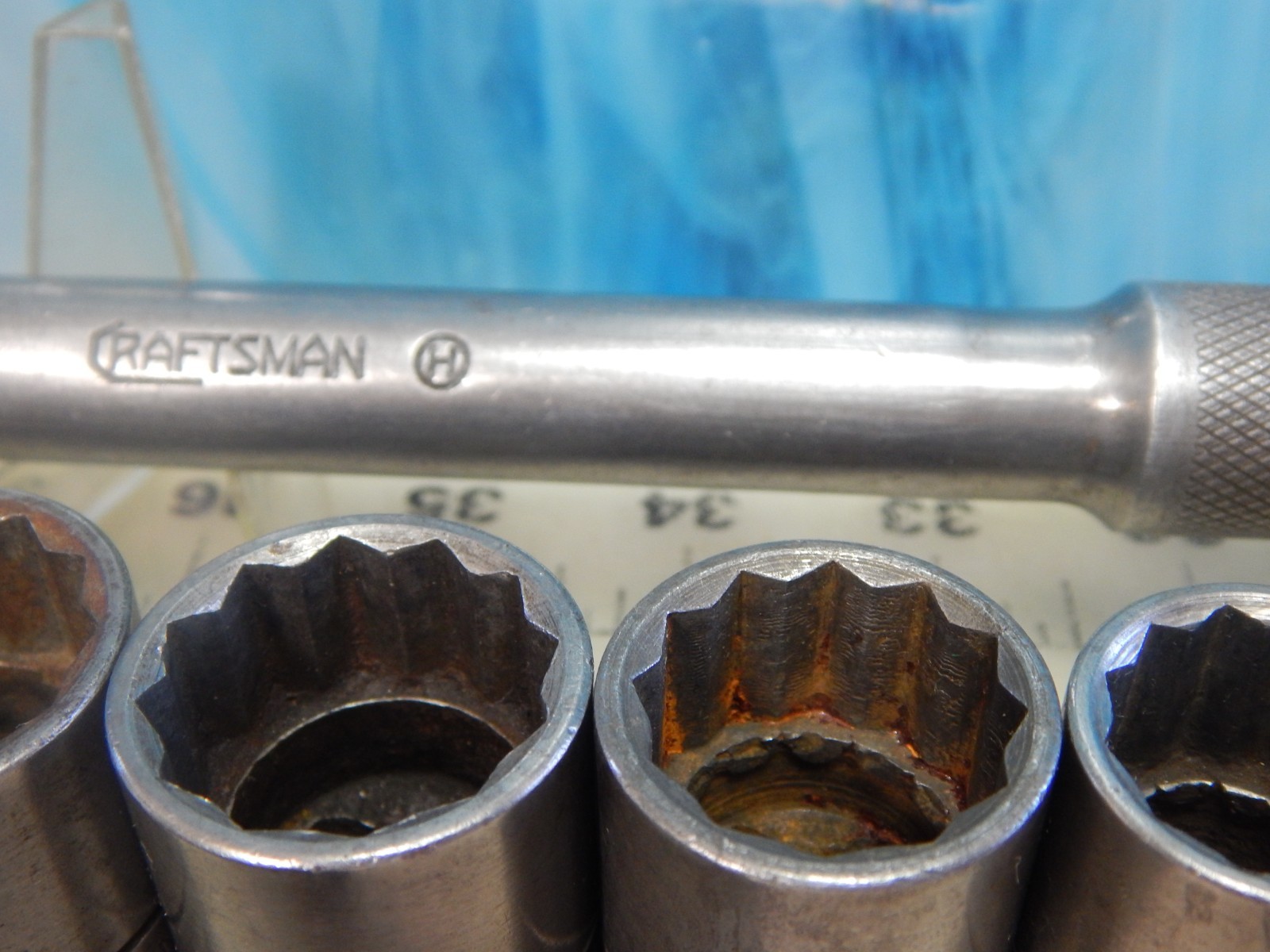Vintage 1940’s Craftsman 1/2″ Dr. 16pc Socket Set, Breaker Bar, ALL -H- Series
