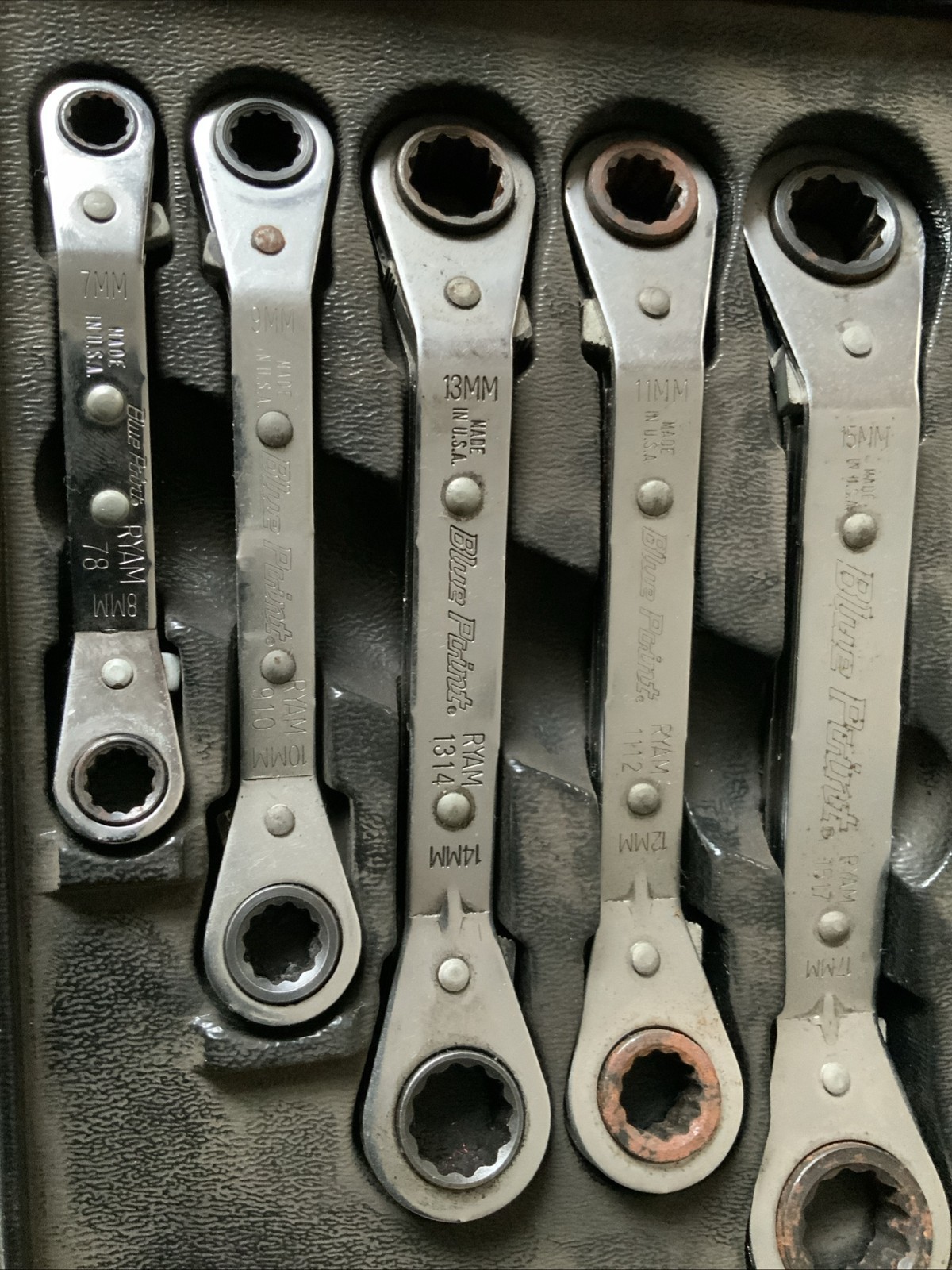 Blue Point 5pc 25 Degree Offset Ratcheting Wrench Set, Ryam….metric….