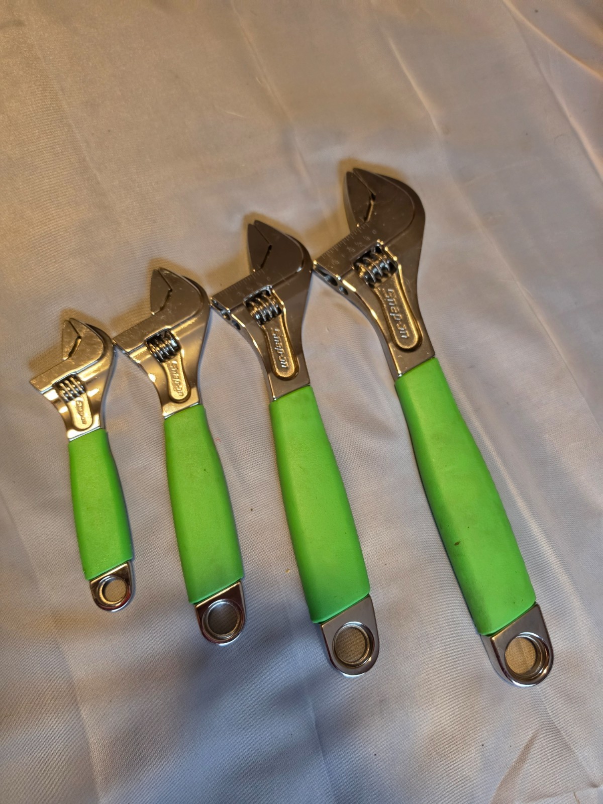 Snap-on™ 6″ 8″ 10″ 12″ Green Flank Drive Plus Adjustable Wrench Set Nice!
