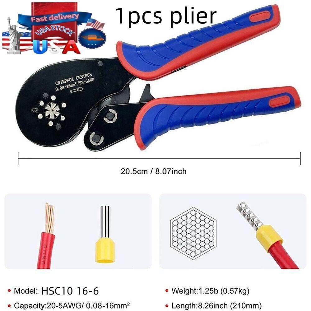 Crimping Pliers Ferrule Hexagonal Steel Straight Terminal Wire Crimper Hand Tool