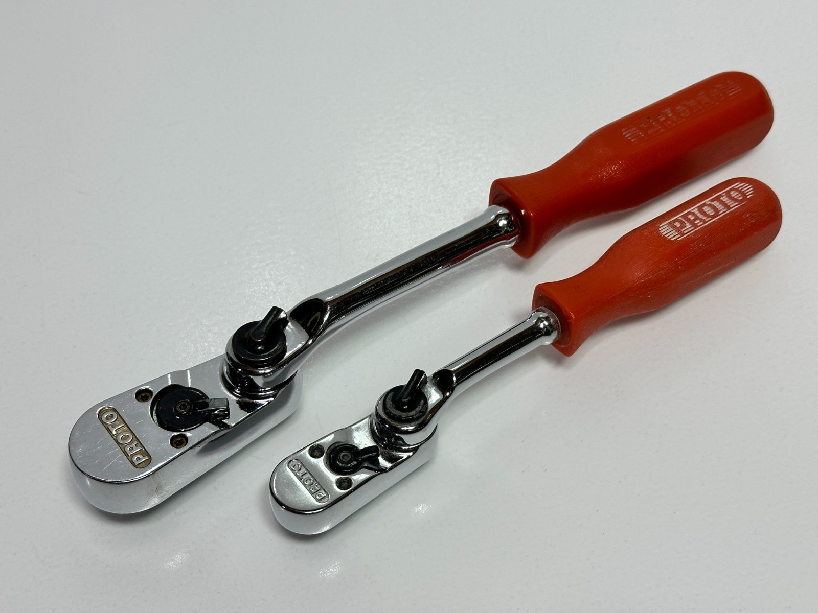Proto USA Rare 2pc 5257L 3/8 Drive, 4757L 1/4 Drive Indexable Ratchet Red Handle