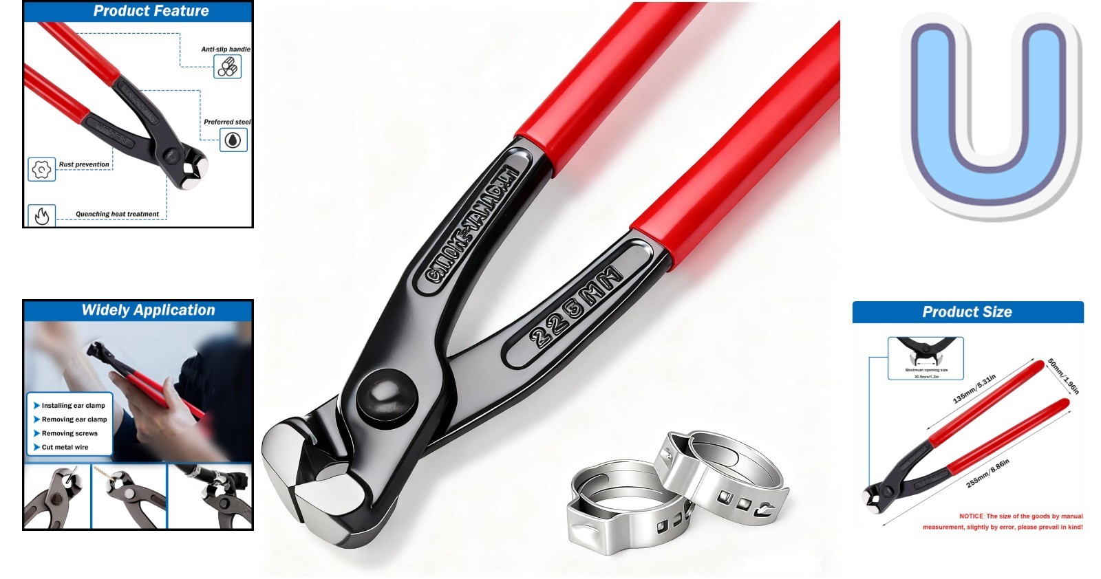 Durable 9-Inch Hose Clamp Crimping Tool with Non-Slip Grip for Efficient Repairs