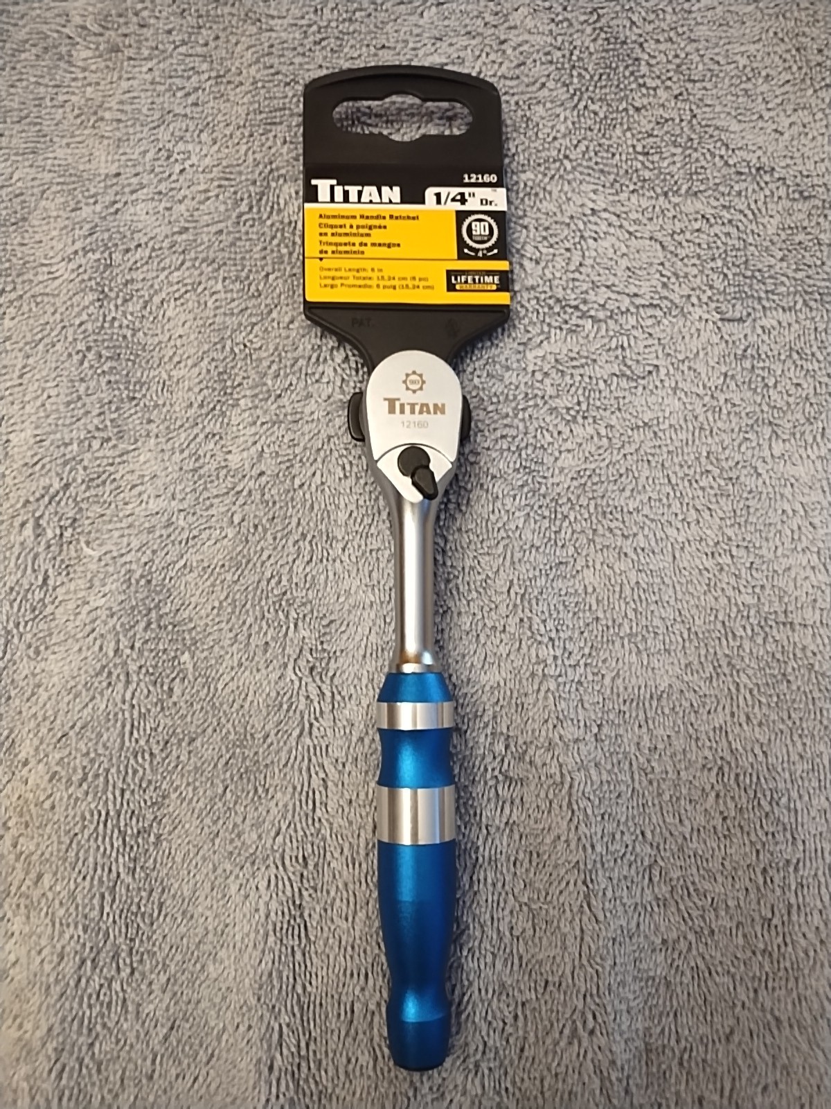 Titan 12160 1/4″ Drive Aluminum Handle Ratchet 6″ 4° 90 Tooth