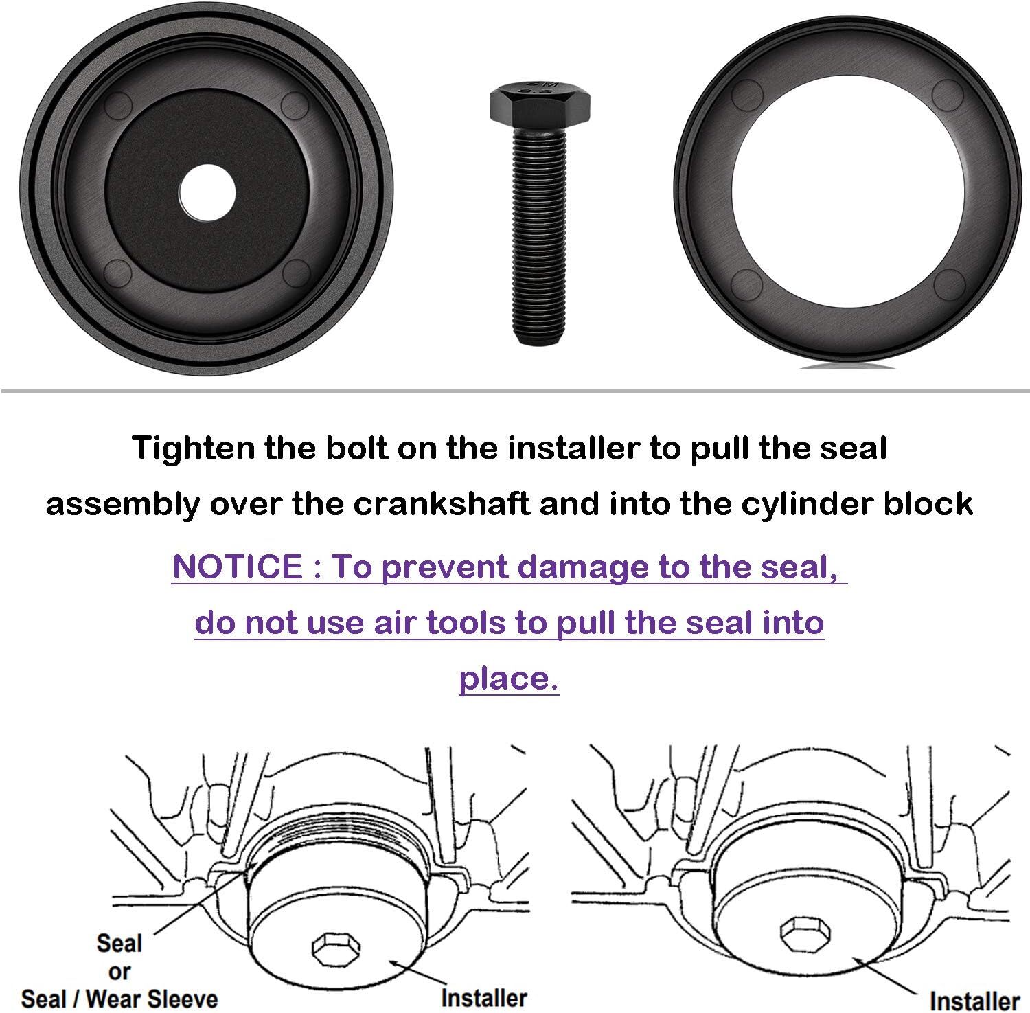Rear Crankshaft Seal Installer Tool for Ford w/ 4.0L V6 Engine Replace OTC 7834