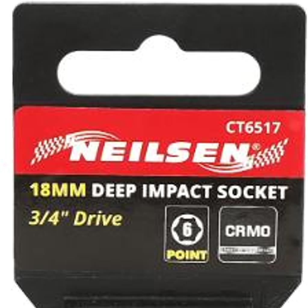 Neilsen 3/4″ Drive Standard Deep Square Metric Single Impact Socket 18mm