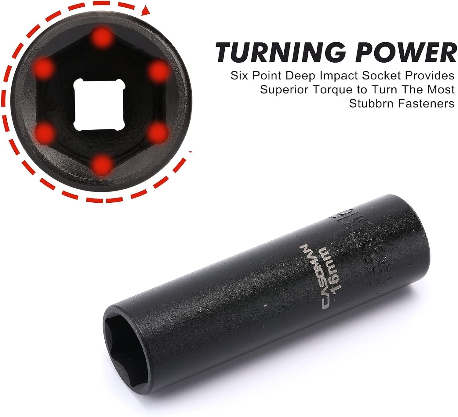 11 Pieces 1/2-Inch Drive Deep Impact Socket Set, 6-Point, Metric, 10mm to 24mm