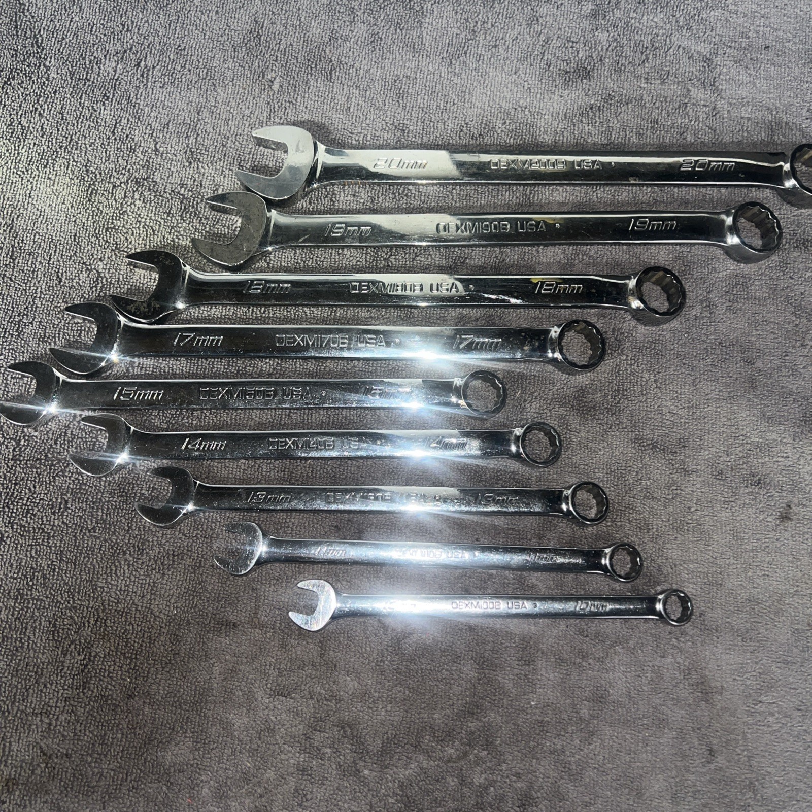 Snap On Tools USA OEXM 9 Pc Metric 10mm to 20mm Combination Wrench Set, 12PT