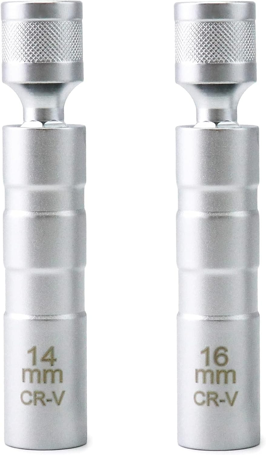 Durable 14mm & 16mm Magnetic Rotating Spark Plug Socket with Polished Finish
