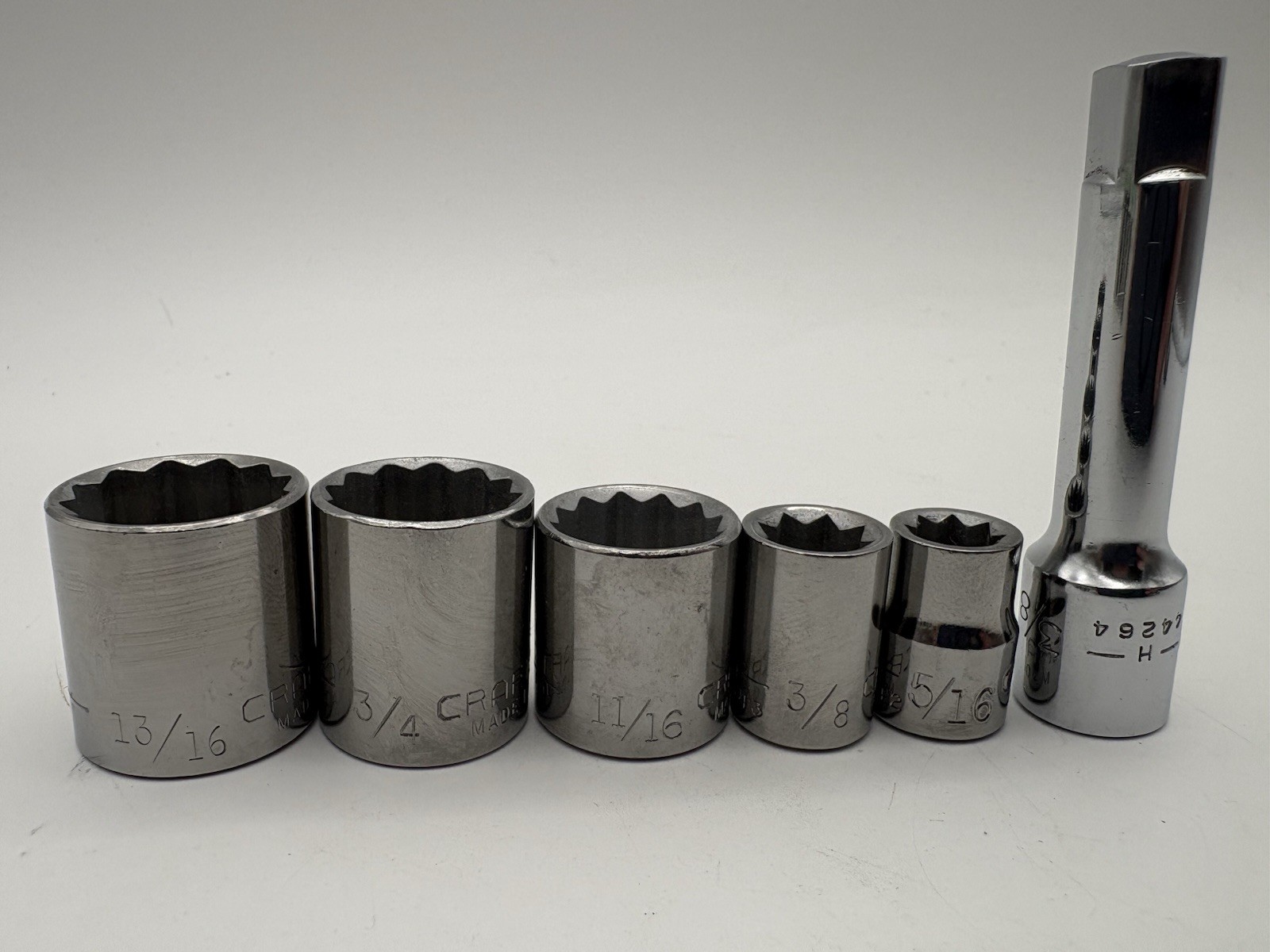 Craftsman VF-44811 3/8” Ratchet, G Series Sockets, H-44264 Extension, LOT, USA