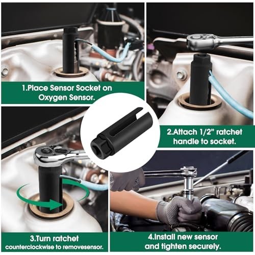 Oxygen Sensor Socket 22mm 7/8 in, 1/2 in Drive O2 Sensor Removal Tool, Heavy-…