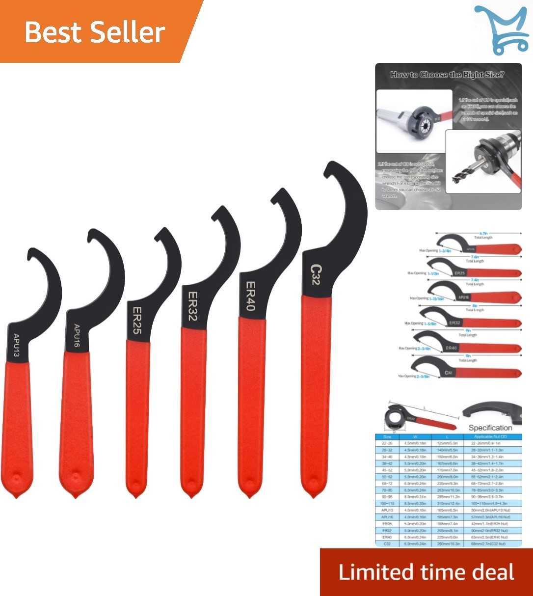 6pcs Coilover Spanner Wrench Set Alloy Steel Shock Adjustment Tools