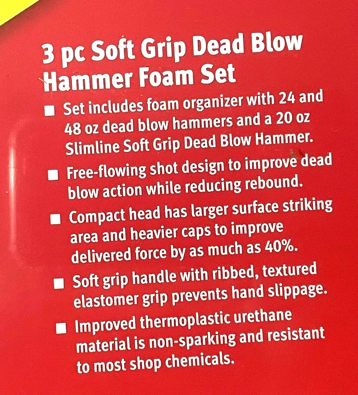 New Snap-on™ HBFE6FHV 16 20 24 32 48 56 oz 6-pc Hi-Viz Dead Blow Hammer Foam Set