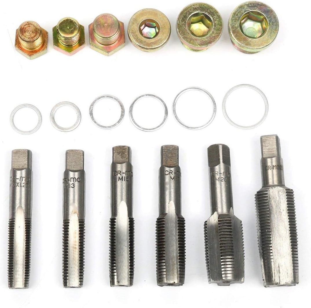 114pc Oil Pan Drain Sump Plug Key Thread Repair Tool Kit Set Drain Plug