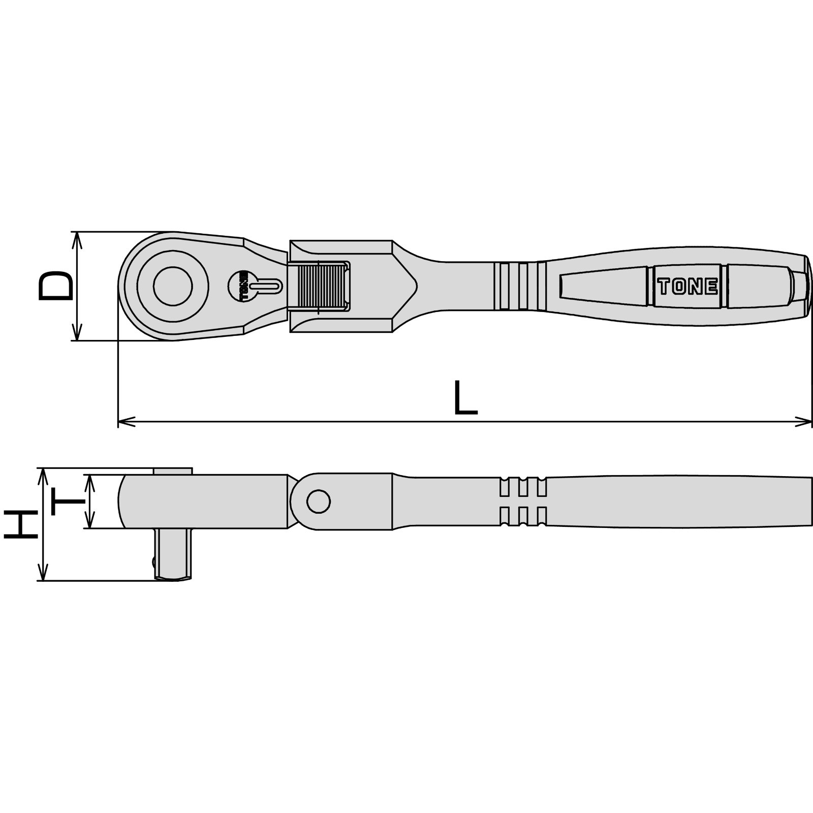 Tone RH2FHL 1/4″ drive long flex head ratchet | Made in Japan | 72 teeth