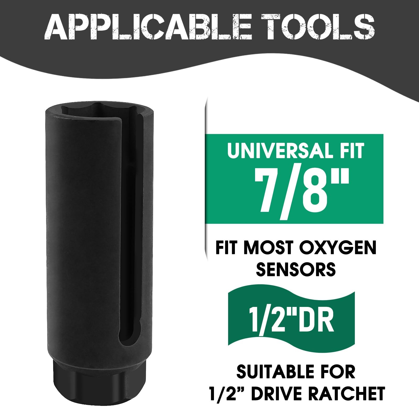 Oxygen Sensor Socket 22mm 7/8 in 1/2 in Drive O2 Sensor Removal Tool, Heavy-Duty