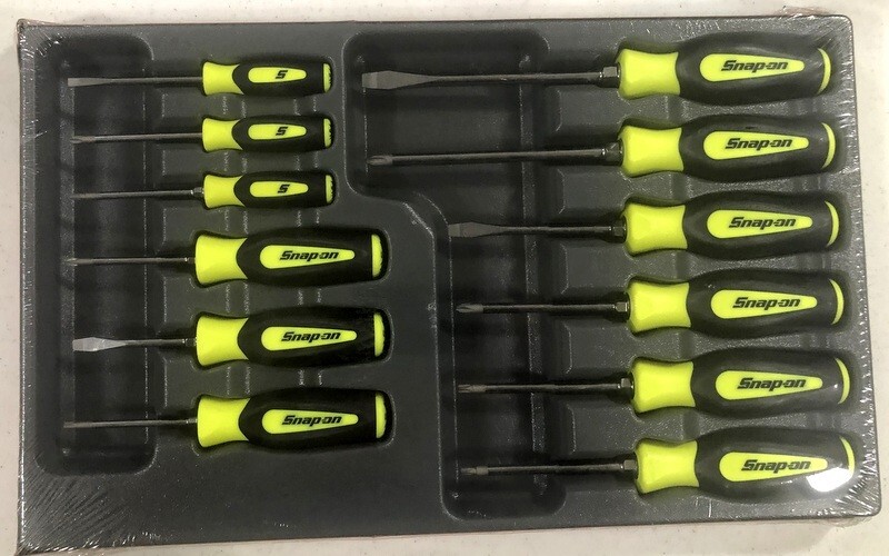 NEW Snap-on 12pc HI-VIZ Yellow Soft Grip Combo Screwdriver Torx Set SGDXW120BH