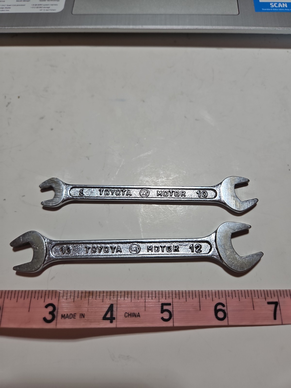 3 Vtg Toyota Motor open end wrenches metric 8-10, 10-12 and 14-17. Japan