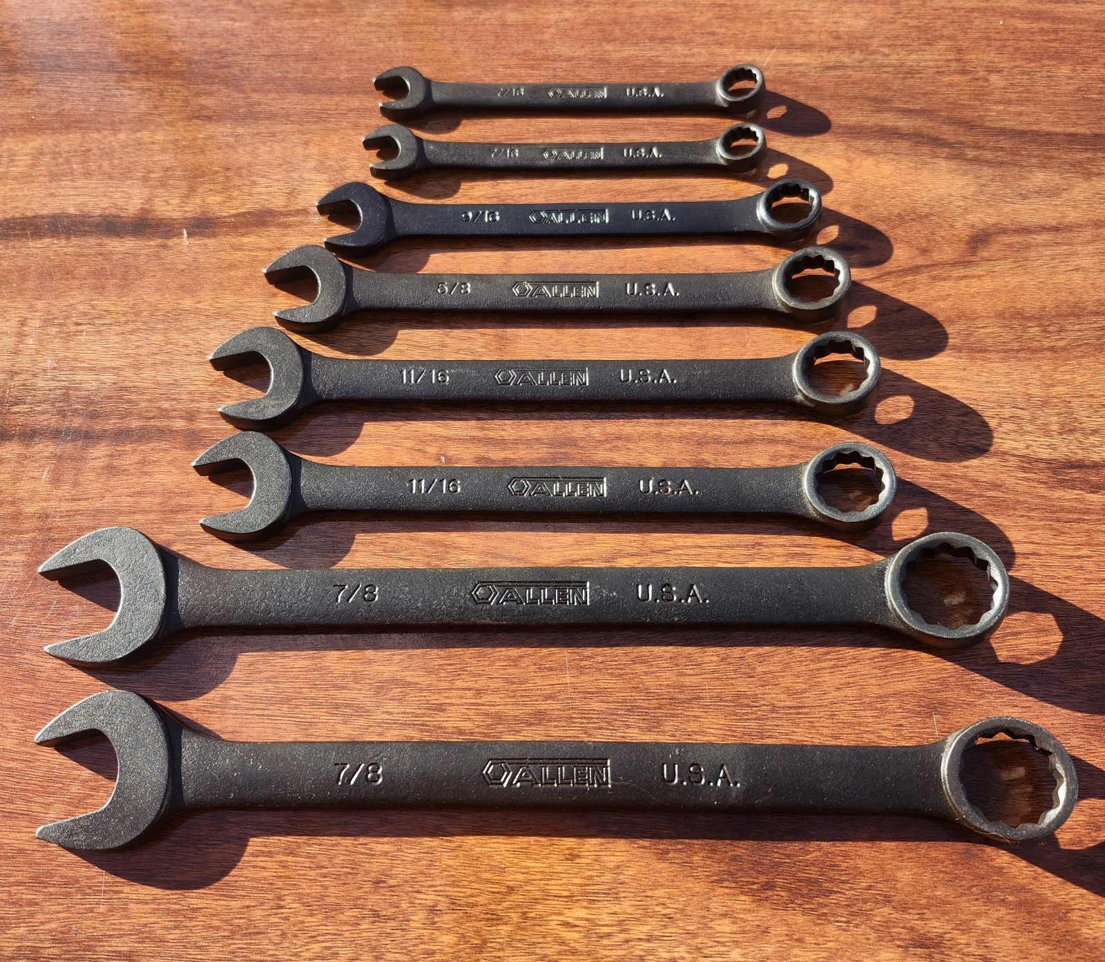 Allen Tools USA 11pc SAE Combination/Open Wrench 7/16 -1-1/8 Industrial Finish