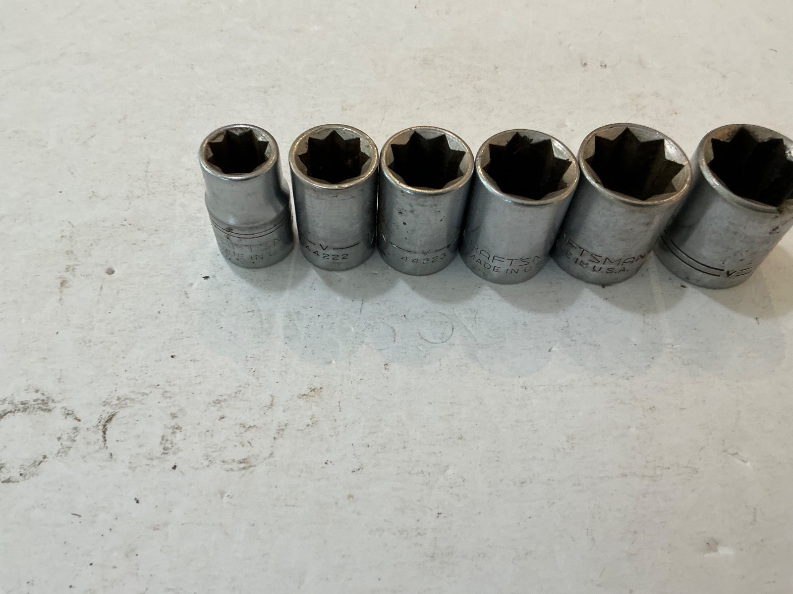 Vtg Craftsman 1/2″ drive 6 pc 8 point socket set -V- 7/16″-3/4″ USA made